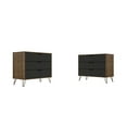 thumbnail image 1 of Manhattan Comfort Rockefeller 3-Drawer Wood Dresser in Gray/Natural (Set of 2), 1 of 11