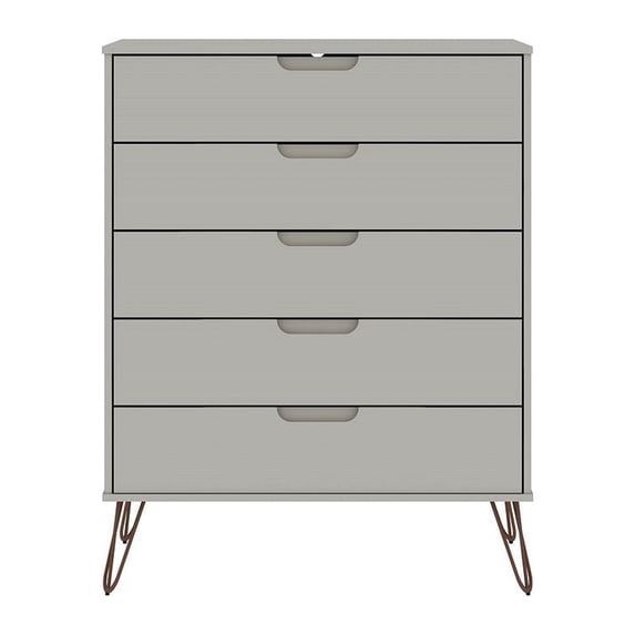 Manhattan Comfort Rockefeller 5-Drawer Engineered Wood Dresser in Off White