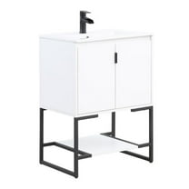 Manhattan Comfort Scarsdale Metal Bathroom Vanity Sink in White/Black