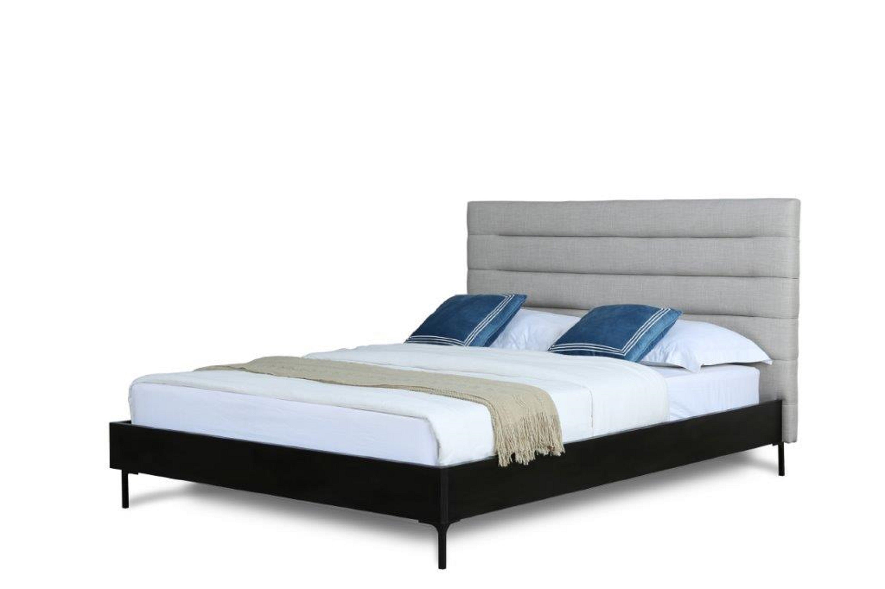 Manhattan Comfort Full-Size Light Gray Upholstered Wood Slat Bed