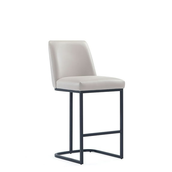 Manhattan Comfort Serena Counter Stool with Metal Base in Light Gray