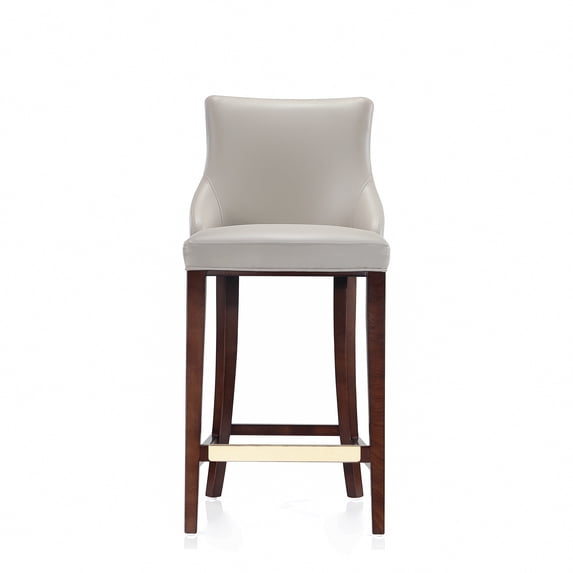 Manhattan Comfort Shubert Barstool with Solid Wood Frame in Light Gray