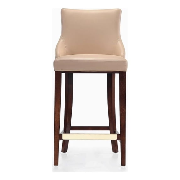 Manhattan Comfort Shubert Barstool with Solid Wood Frame in Tan