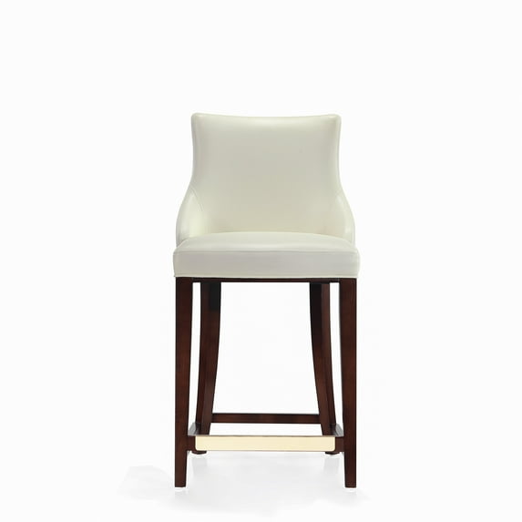 Manhattan Comfort Shubert Counter Stool with Solid Wood Frame in Ivory