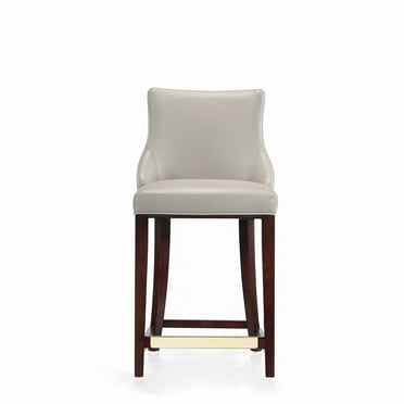 Manhattan Comfort Shubert Counter Stool with Solid Wood Frame in Light Gray