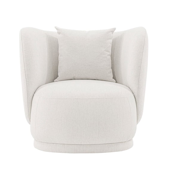 Manhattan Comfort Siri Accent Chair with Solid Wood Frame in Cream