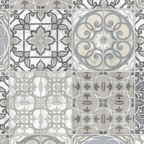 Kitchen Elements Gray Tile Wallpaper
