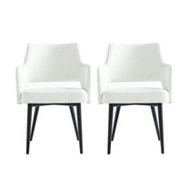 Tremont White Leatherette Dining Arm Chair with Metal Legs - Set of 2
