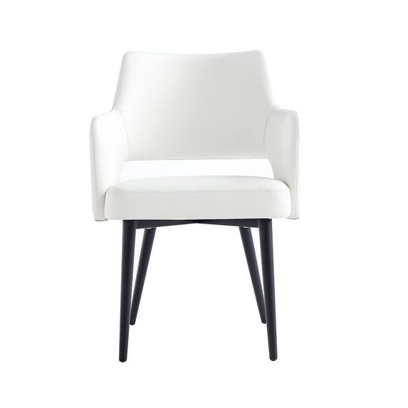 Manhattan Comfort Tremont Leatherette Dining Arm Chair with Metal Legs in White