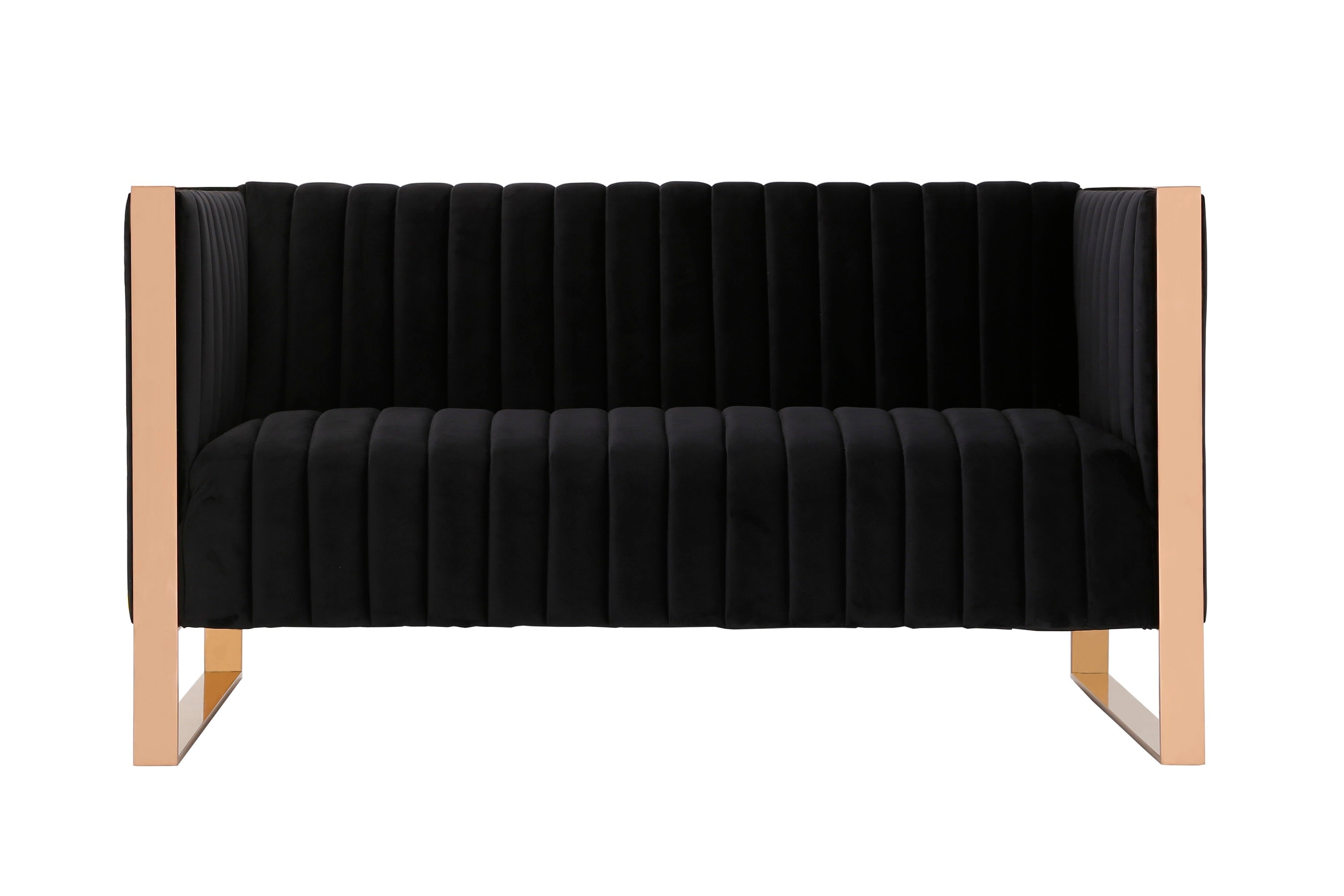 Black Velvet Loveseat with Gold Metal Frame