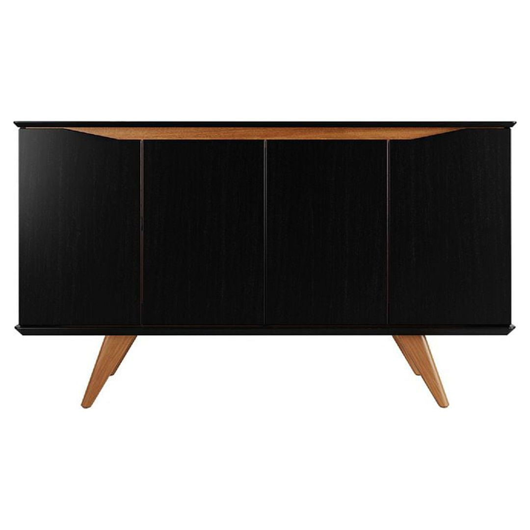 Tudor 59'' Mid-Century Black and Maple Cream Engineered Wood Sideboard