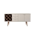 thumbnail image 1 of Manhattan Comfort Utopia 4 Bottle Wine Rack Sideboard Buffet Stand with 3 Drawers and 2 Shelves in Off White and Maple Cream, 1 of 5
