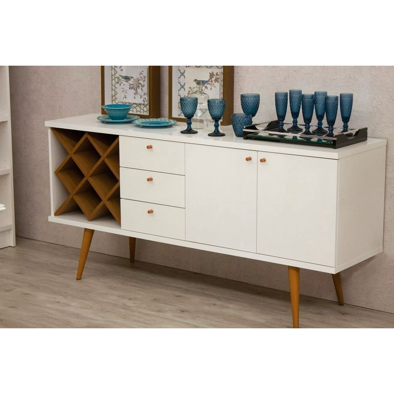 Manhattan Comfort Utopia 4 Bottle Wine Rack Sideboard Buffet Stand with 3 Drawers and 2 Shelves Manhattan Comfort Utopia 4 Bottle Wine Rack Sideboard Buffet Stand with 3 Drawers and 2 Shelves