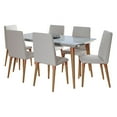 thumbnail image 1 of 7-Piece Utopia 62.99" Dining Set  with 6 Dining Chairs in  White Gloss Marble  and Beige, 1 of 2