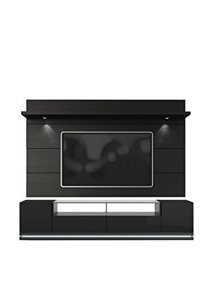 Manhattan Comfort Vanderbilt TV Stand and Cabrini 2.2 Floating Wall TV Panel in Black Gloss and Black Matte - image 1 of 9