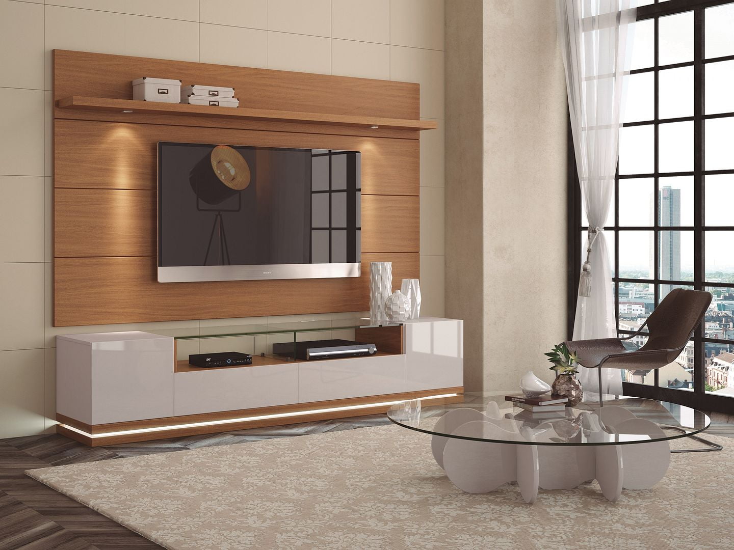 Manhattan Comfort Vanderbilt TV Stand and Cabrini 2.2 Floating