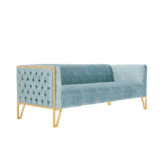 Manhattan Comfort Vector Sofa in Ocean Blue and Gold