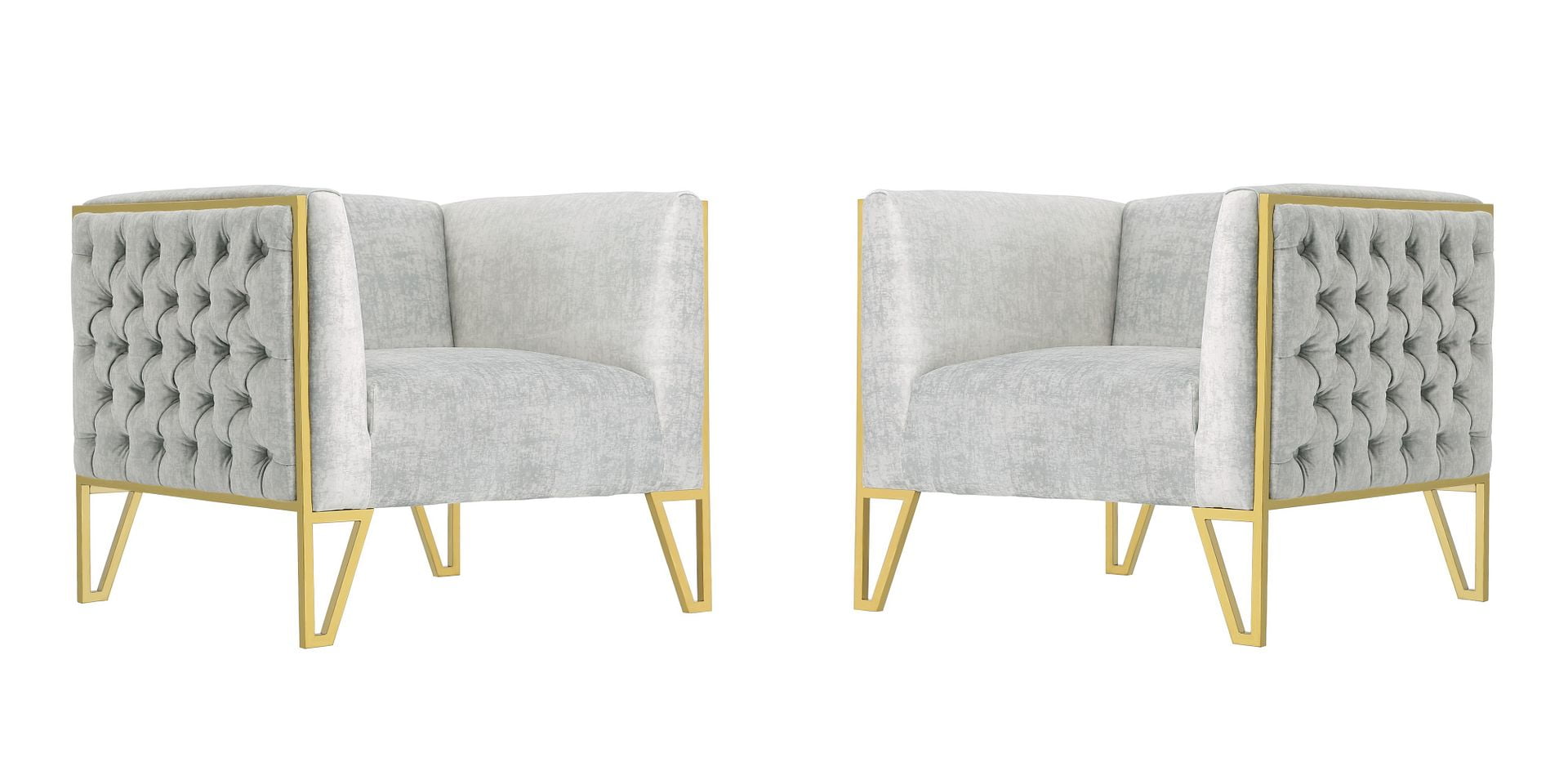 Gray Velvet Barrel Accent Chair with Gold Metal Legs
