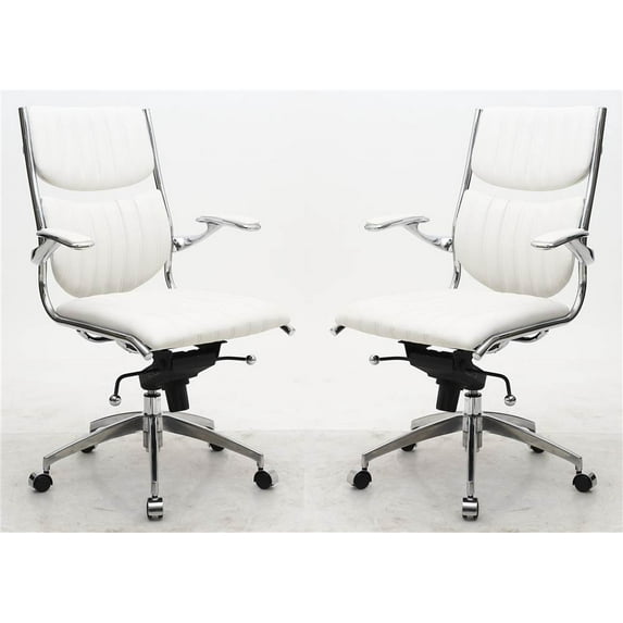 Manhattan Comfort Verdi Ergonomic Office Chair in White (Set of 2)