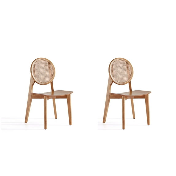 Manhattan Comfort Versailles 16.5" Round Wood Dining Chair in Natural (Set of 2)