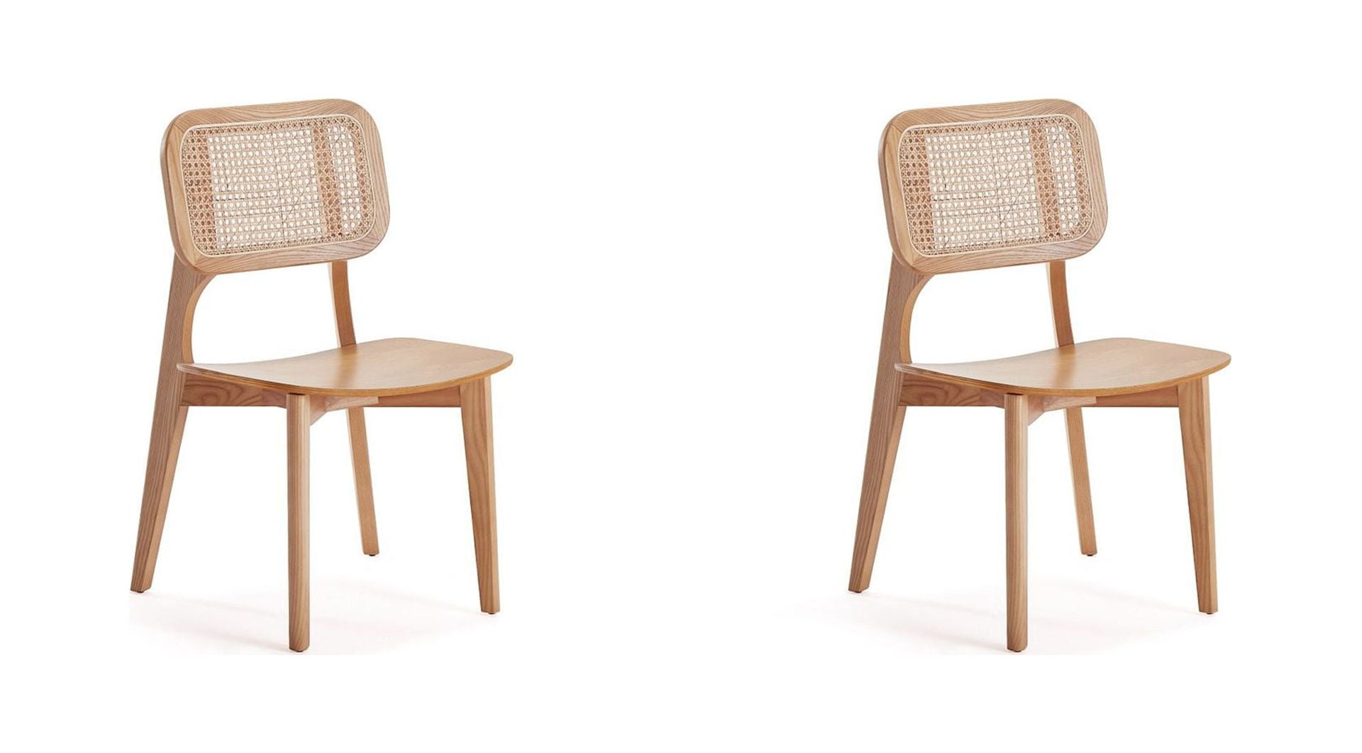 Versailles Natural Cane and Ash Wood Ergonomic Side Chair