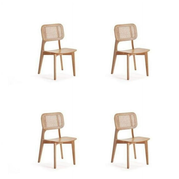 Manhattan Comfort Versailles 16.5" Wood Dining Chair in Natural (Set of 4)