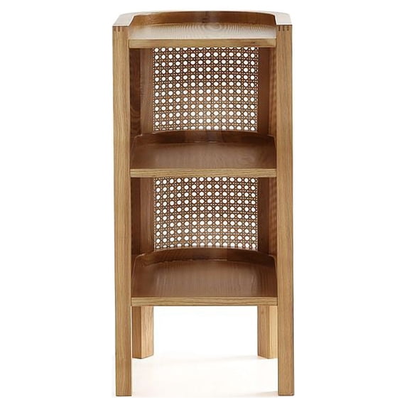 Manhattan Comfort Versailles 2-Shelf Wood Rattan End Table in Natural