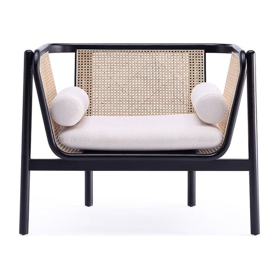 Manhattan Comfort Versailles Wood Accent Chair in Black & Cream