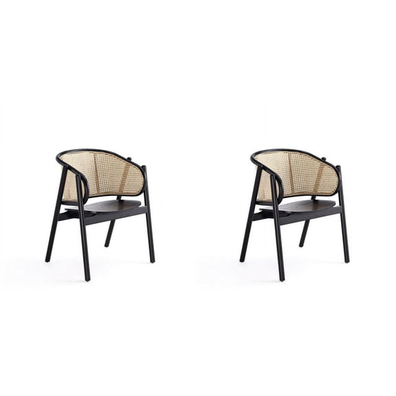 Manhattan Comfort Versailles Wood Armchair in Black (Set of 2)