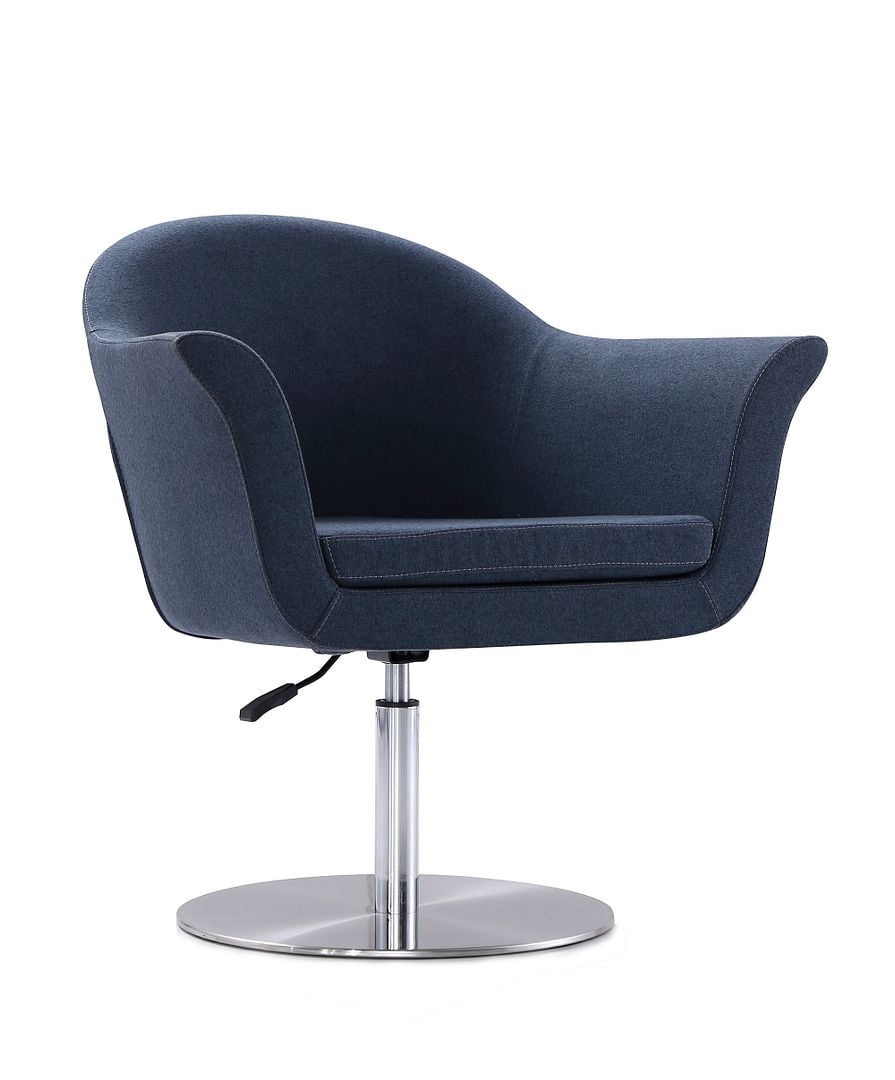 Smokey Blue Metal Swivel Accent Chair with Adjustable Height