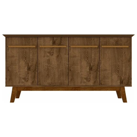 Yonkers 62.99 Sideboard with Solid Wood Legs and 2 Cabinets in Off White and Cinnamon