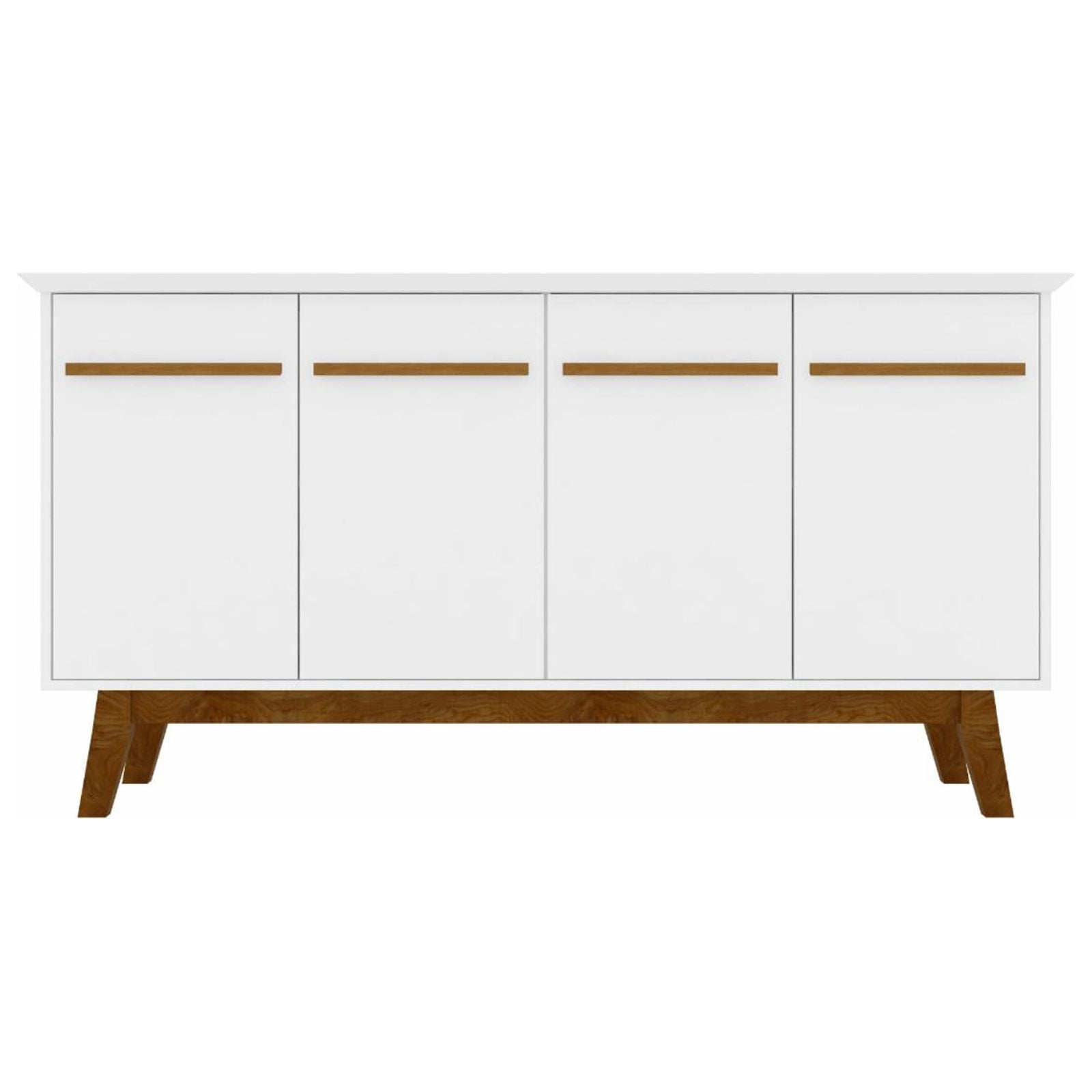 63" White Solid Wood Mid-Century Modern Sideboard
