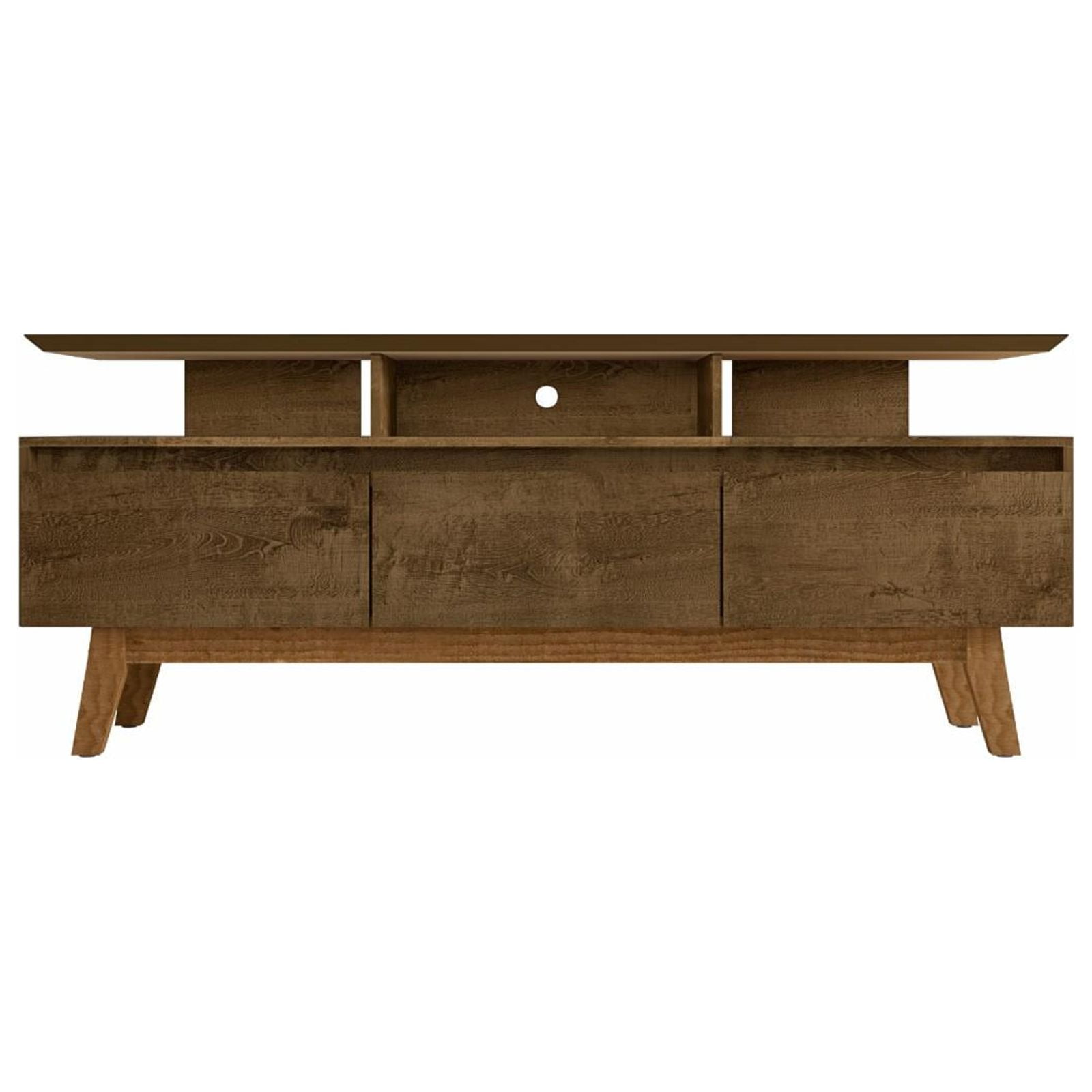 Rustic Brown Solid Wood TV Stand with Cabinet for 60" TVs