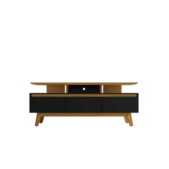 Manhattan Comfort Yonkers Wood TV Stand for TVs up to 65" in Black