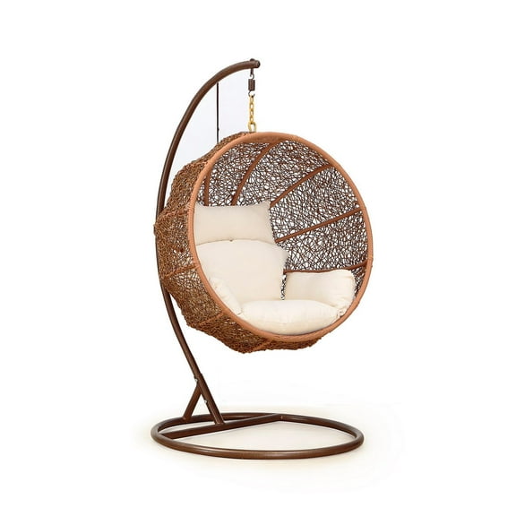 Manhattan Comfort Zolo Adult Metal Egg Hanging Chair, Brown