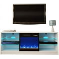 thumbnail image 1 of Manhattan Fireplace TV Stand for TVs up to 65", Modern High Gloss 58" Entertainment Center, Electric Fireplace TV Media Console with Storage Cabinets and LED Lights, 1 of 12