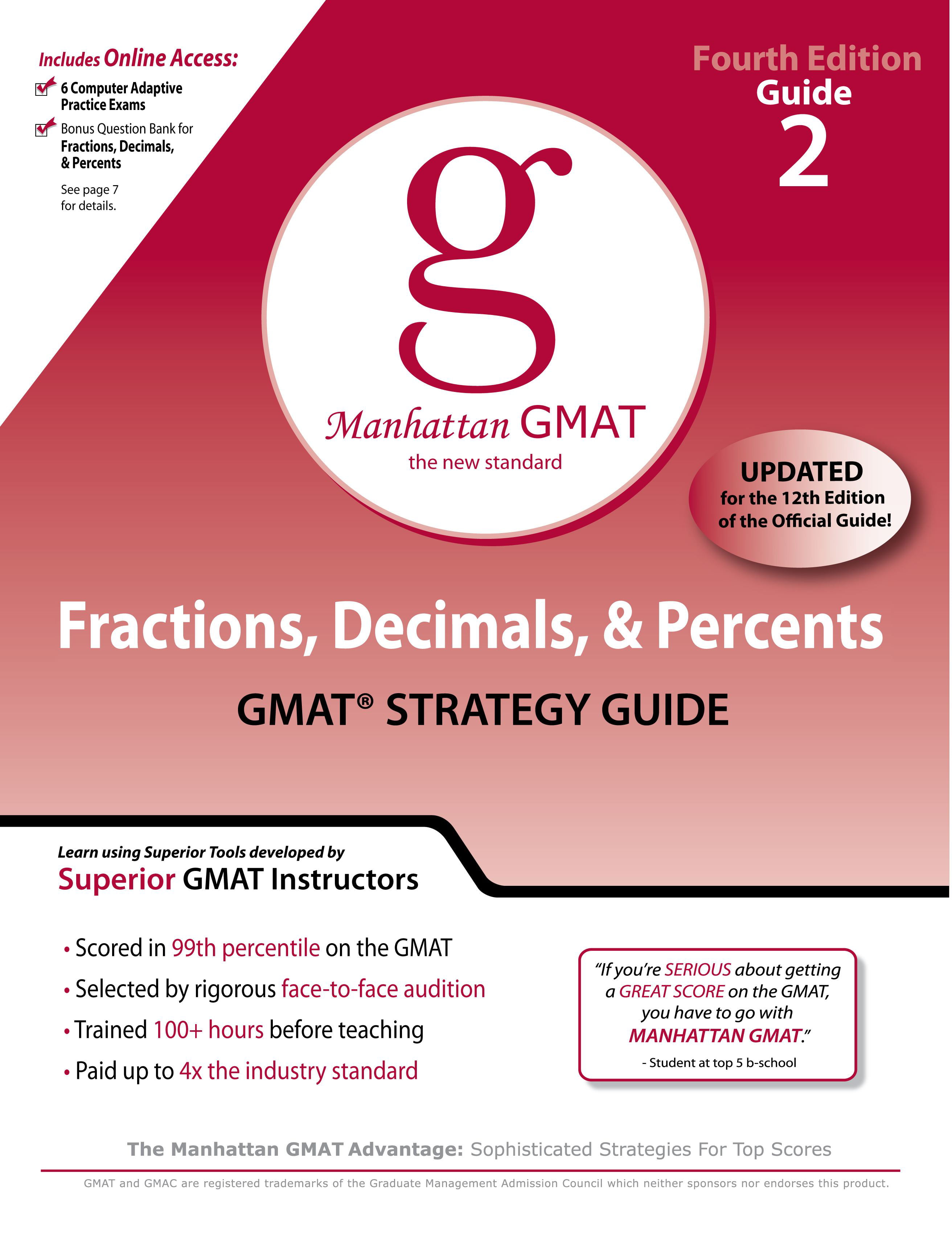Manhattan GMAT Preparation Guide: Pre-Algebra: Fractions, Decimals, &  Percents GMAT Preparation Guide (Edition 4) (Paperback)