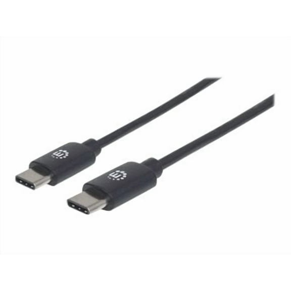 Manhattan USB-C to USB-C Cable, 50cm, Male to Male, Black, 480 Mbps (USB 2.0), Hi-Speed USB, Lifetime Warranty, Polybag - USB cable - 24 pin USB-C (M) to 24 pin USB-C (M) - USB 2.0 - 3 A - 1.6 ft - molded - black
