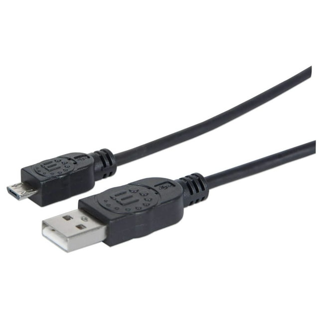 Manhattan Hi-Speed USB Micro-B Device Cable USB 2.0, Type-A Male to Micro-B Male, 480 Mbps, 6 ft., Black