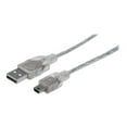 thumbnail image 1 of Manhattan Hi-Speed USB Mini-B Device Cable, USB 2.0, Type-A Male to Mini-B Male, 480 Mbps, 6 ft., Translucent Silver, 1 of 6