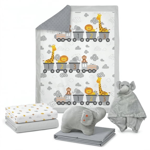 Manhattan Kids Animal Train Nursery Bedding Set | 7-Piece Crib Sheet ...