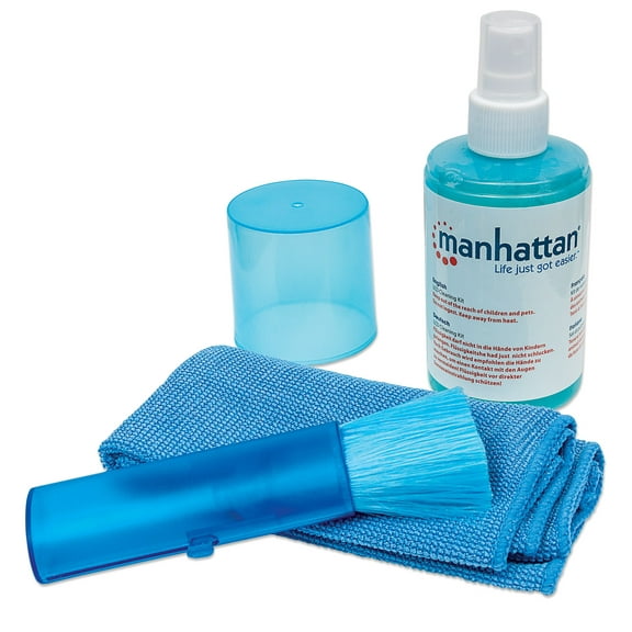 Manhattan LCD Cleaning Kit Alcohol-free, Includes Cleaning Solution, Brush and Microfiber Cloth, 6.75 oz.
