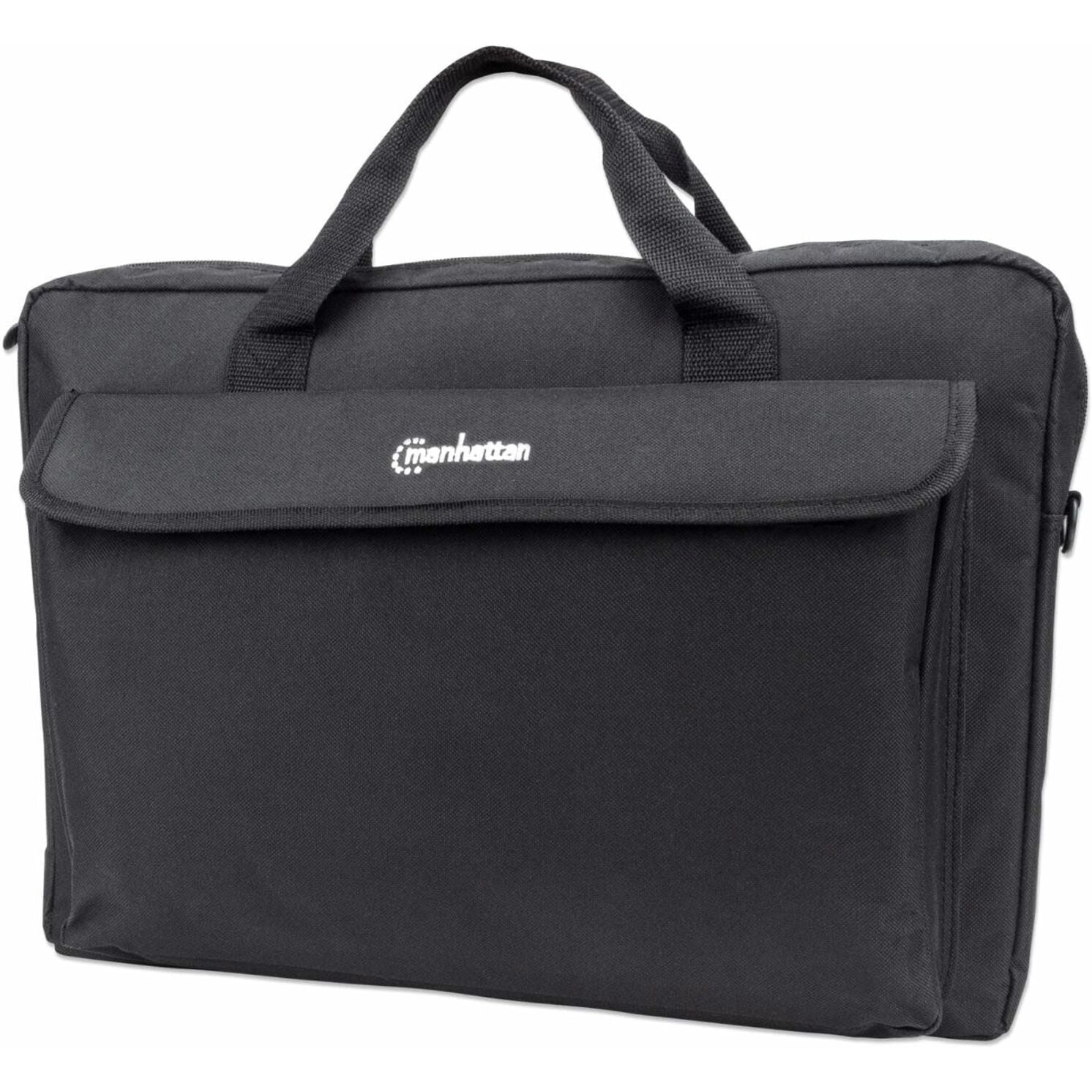 Manhattan London Notebook Computer Briefcase, Top Load, Fits Most Widescreens Up To 17.3", Black