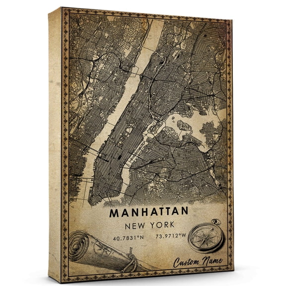 Manhattan Map Poster, New York Map Art Poster, Canvas, Manhattan Map City vintage Poster, Street Map Artwork Poster, Manhattan Map Canvas - 89AZ143