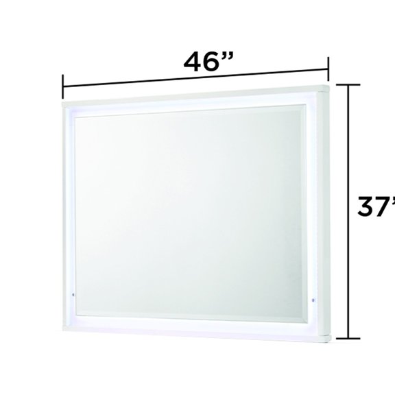 Manhattan Mirror Lacquer Frame with Integrated LED Lighting for a Sleek, Modern Look (INCLUDES MIRROR ONLY) White