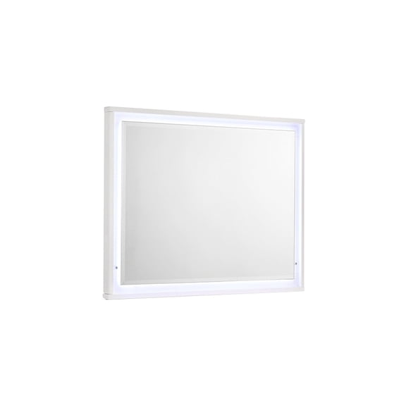 Manhattan Mirror Lacquer Frame with Integrated LED Lighting for a Sleek, Modern Look (INCLUDES MIRROR ONLY) White