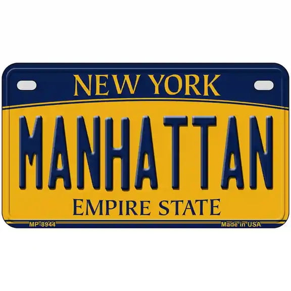 Manhattan New York Metal Novelty License Plate 7" x 4" Motorcycle (MP)