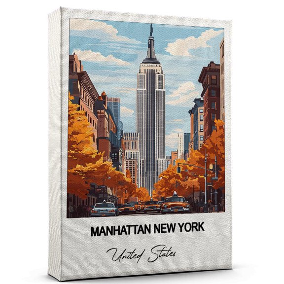 Manhattan New York Travel Wall Decor Scenic Travel Canvas Print of United States Canvas Beautiful Gift for Home, Office, or Living Space