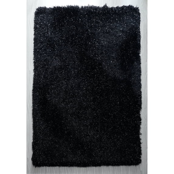 Manhattan Polyester Shag Area Rug Black 2'5'' X 4'5'' 3' x 5' Black Rectangle