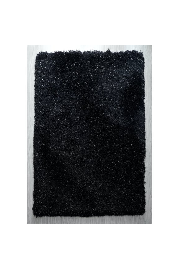 Manhattan Polyester Shag Area Rug Black 2'5'' X 4'5'' 3' x 5' Black Rectangle